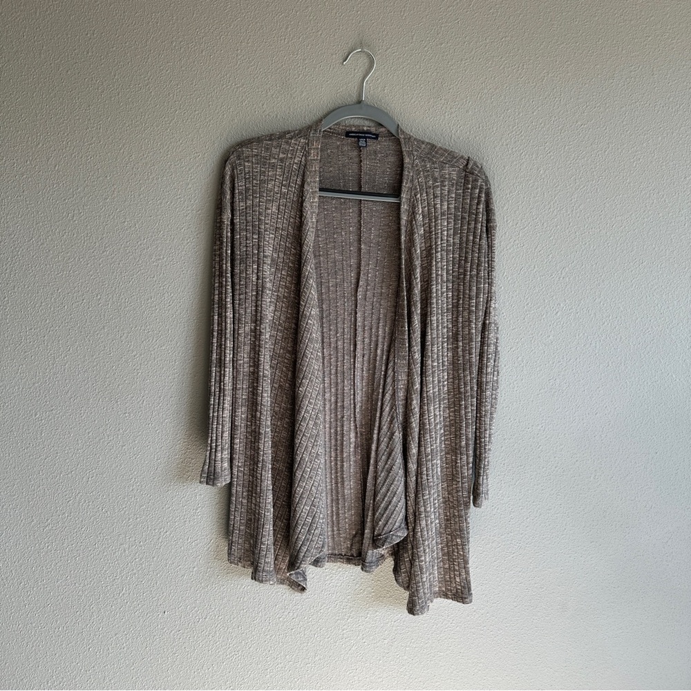 American Eagle Outfitters Taupe Open Front Draped Cardigan small